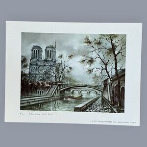 Vintage 1972 Editions KRISARTS Paris Notre Dame et la Seine Art Print